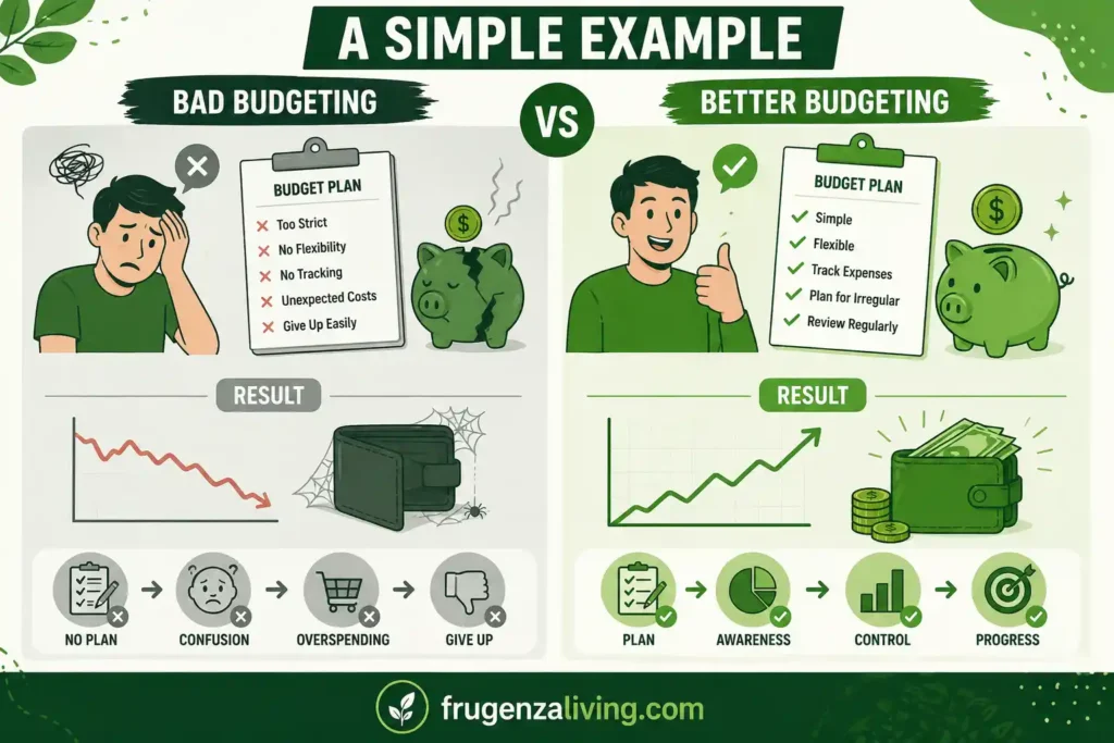budgeting example good vs bad financial habits visual comparison