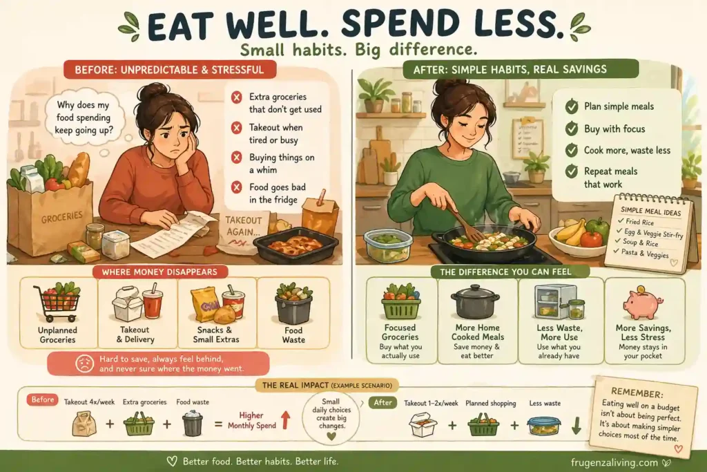 eating on a budget cooking at home using simple ingredients realistic lifestyle