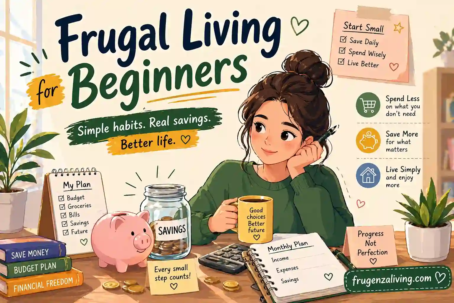 frugal living for beginners with simple budget planner and daily expense tracking setup