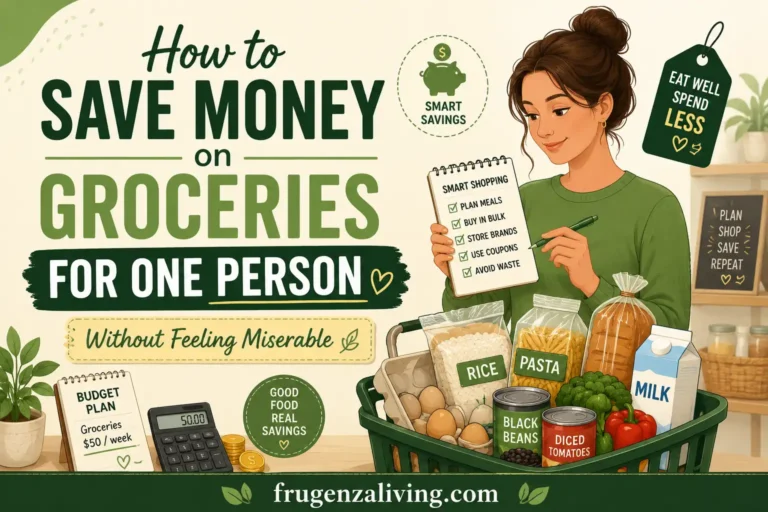 Budget-friendly grocery shopping for one person with simple meal planning, store brands, and smart savings tips.
