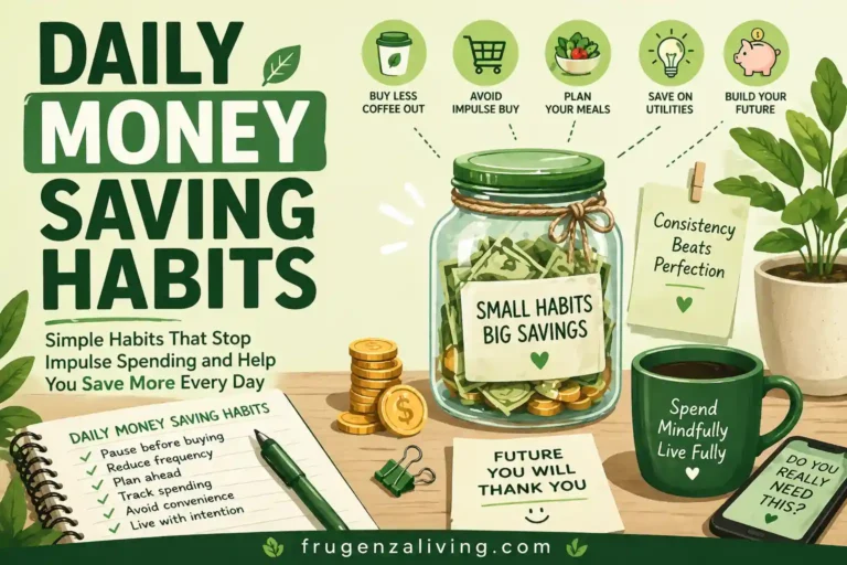 Simple daily money saving habits shown through budgeting notes and tracking monthly expenses