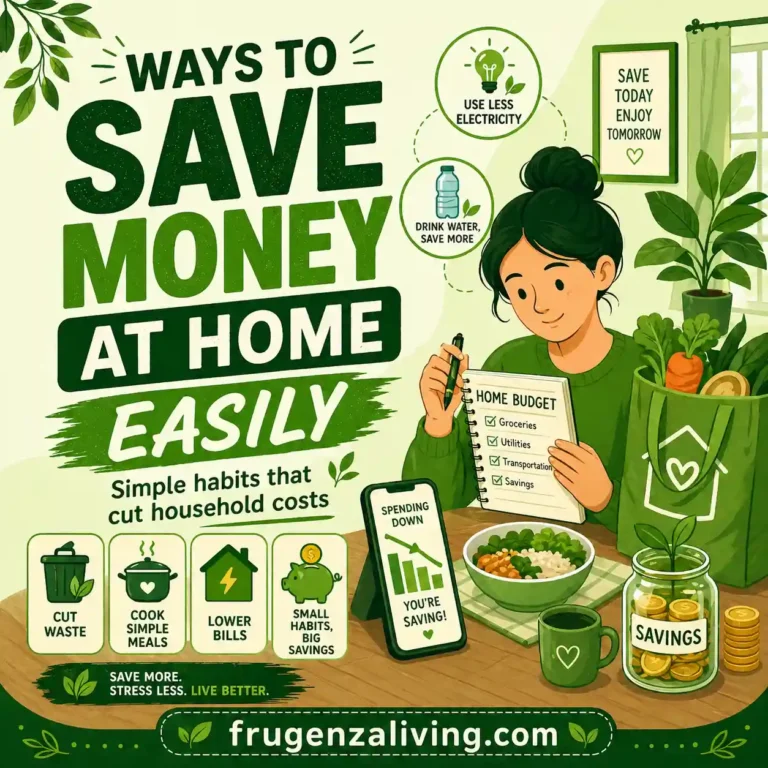 easy ways to reduce household expenses at home illustration green theme