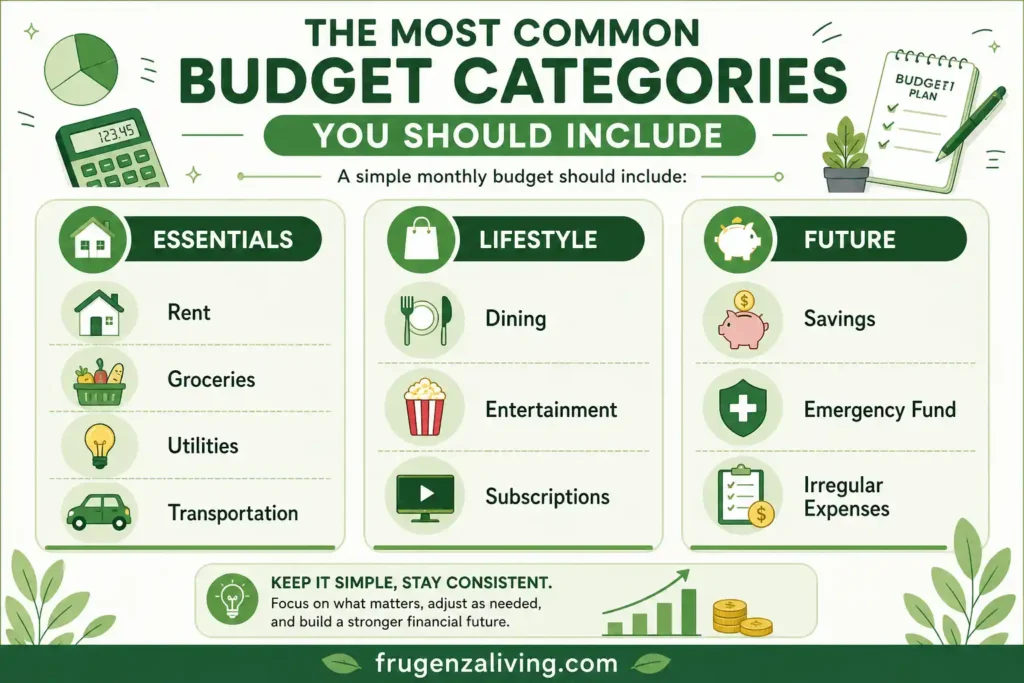 simple monthly budget categories breakdown for single person