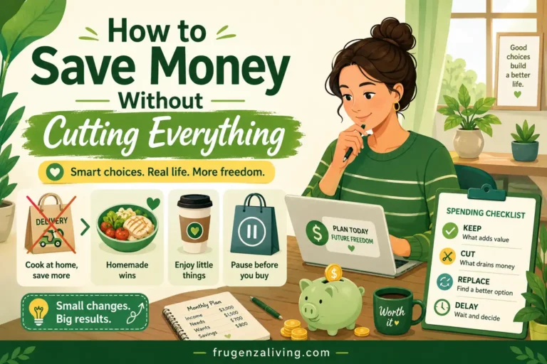 how to save money without cutting everything with selective spending choices and smart savings strategy illustration