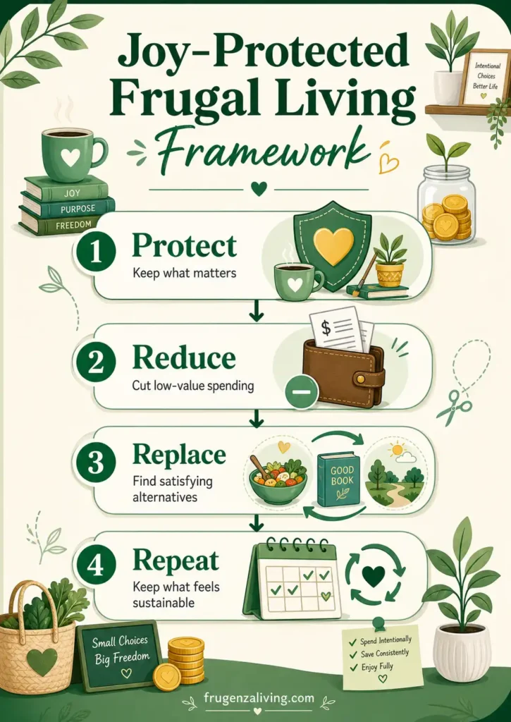 joy protected frugal living framework with protect reduce replace and repeat steps