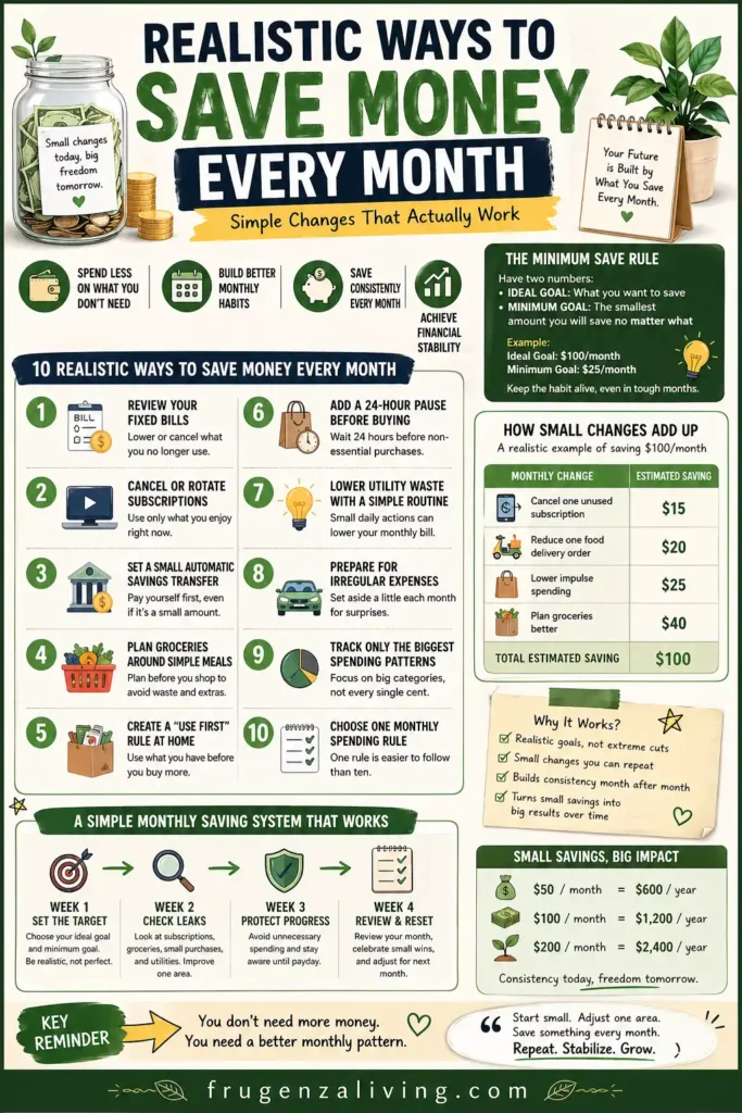 how to save money every month step by step infographic
