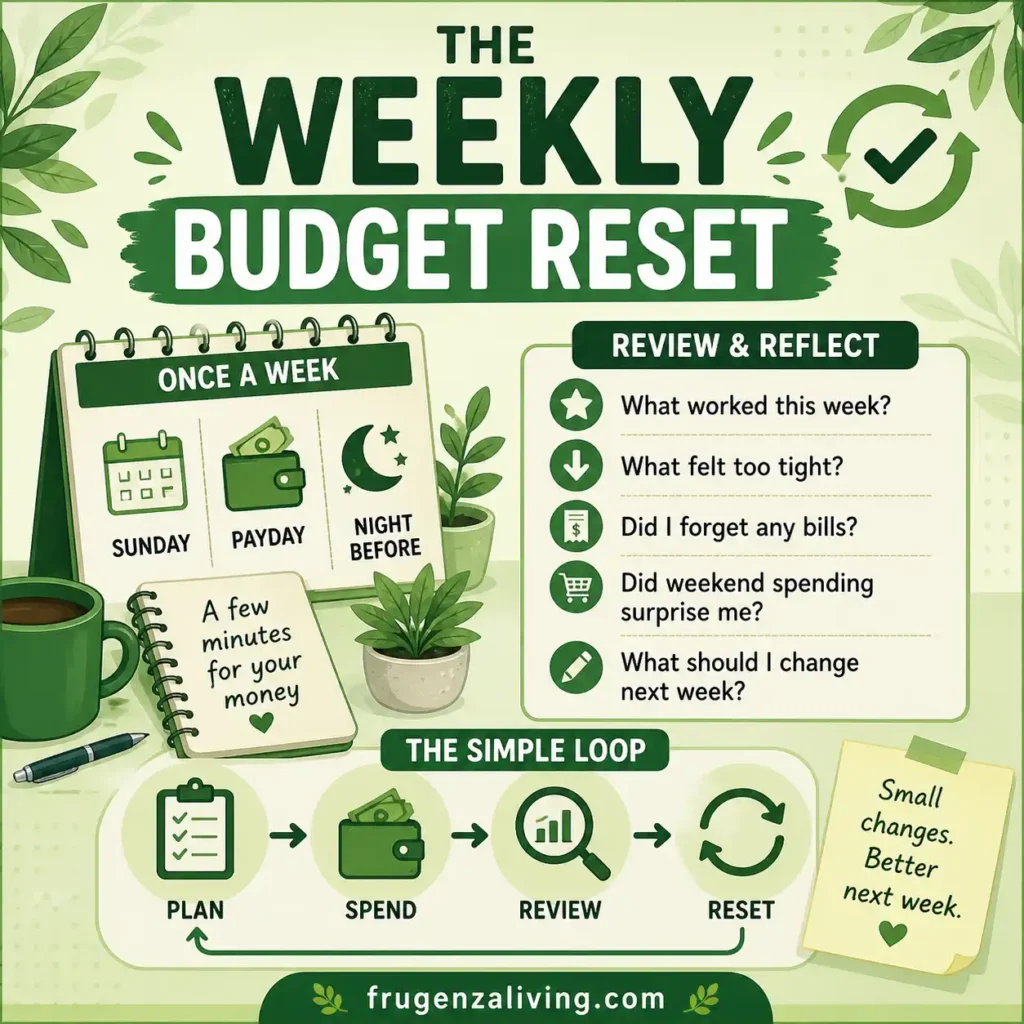 weekly budget reset plan spend review reset loop for beginners money management