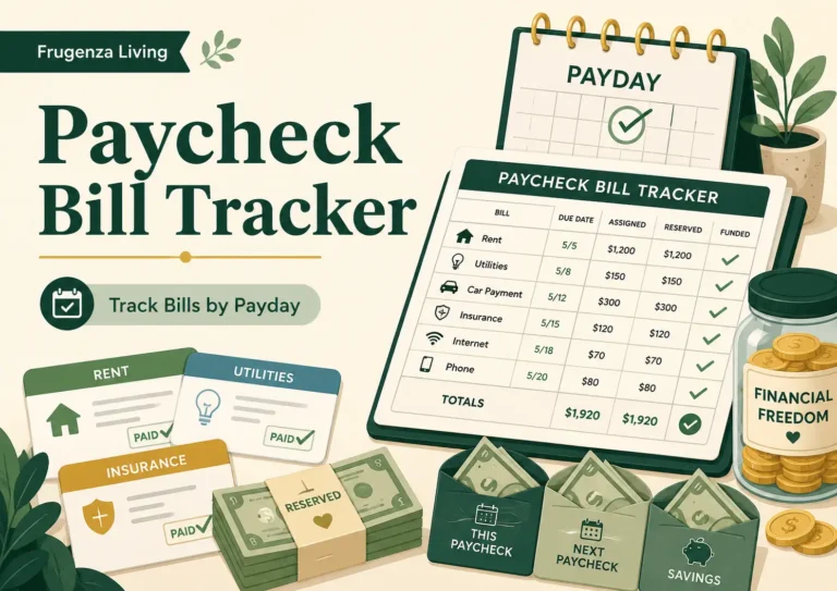 Paycheck bill tracker for organizing bills by payday and comparing assigned amounts with money reserved