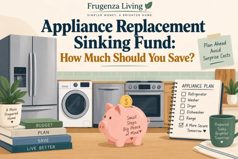 Appliance replacement sinking fund guide showing how much to save for future appliance replacements