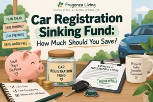 Car registration sinking fund guide showing how much to save for vehicle registration renewal