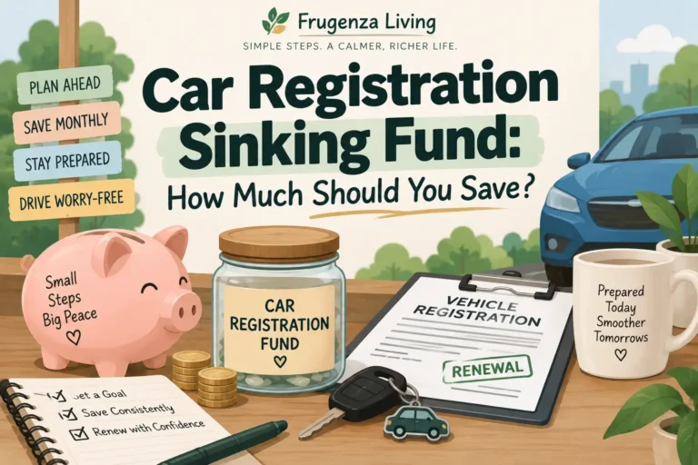 Car registration sinking fund guide showing how much to save for vehicle registration renewal