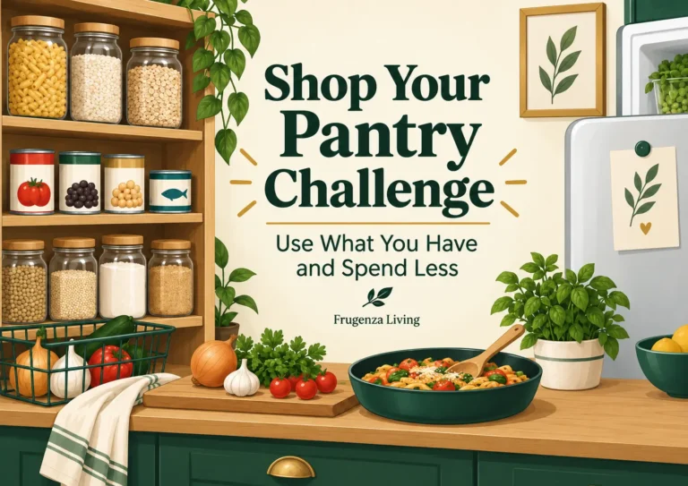 Shop your pantry challenge with pantry staples, fresh food, and a meal made from groceries already at home